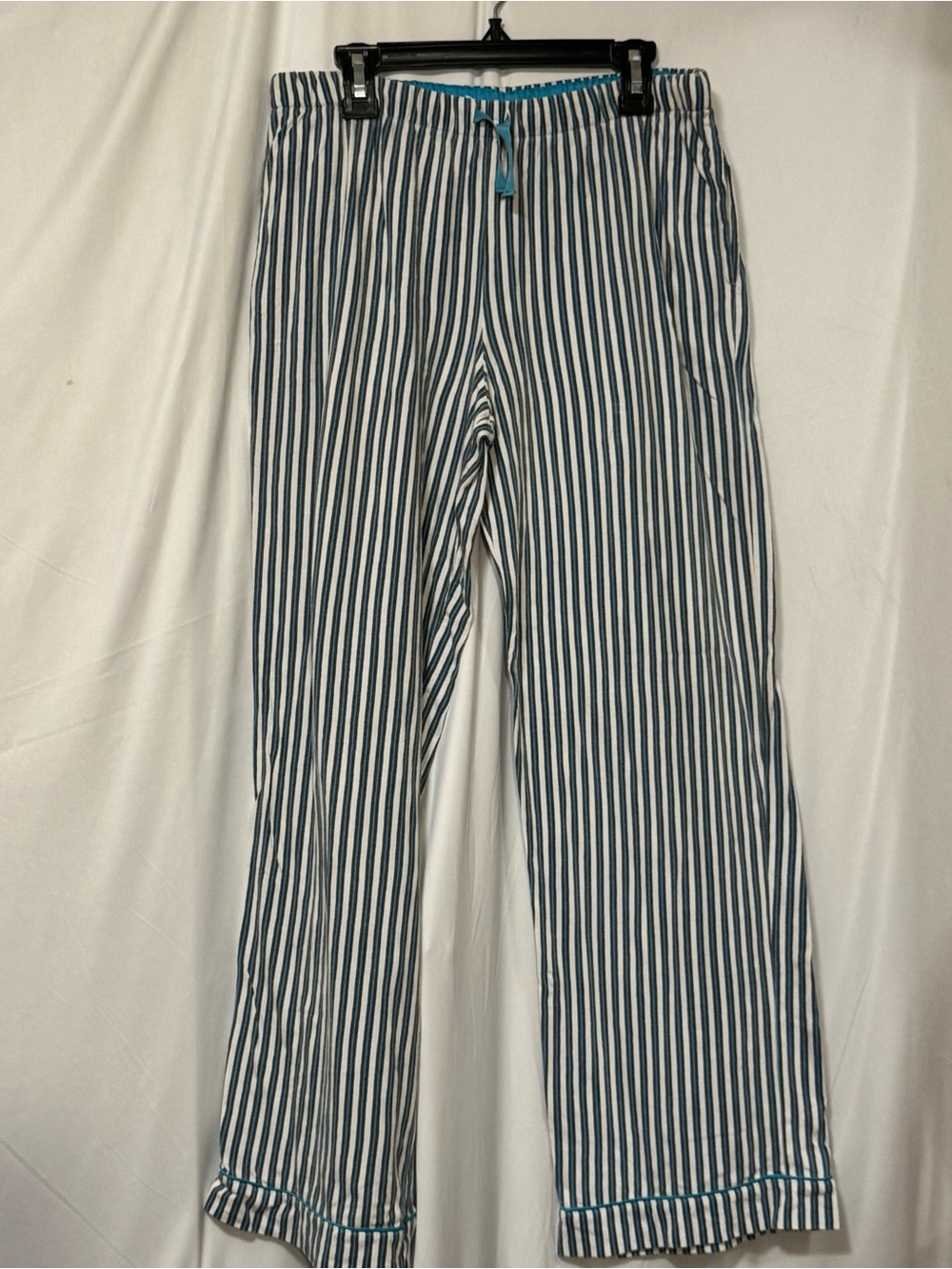 DKNY White and Teal Striped Women's Pajama Pants